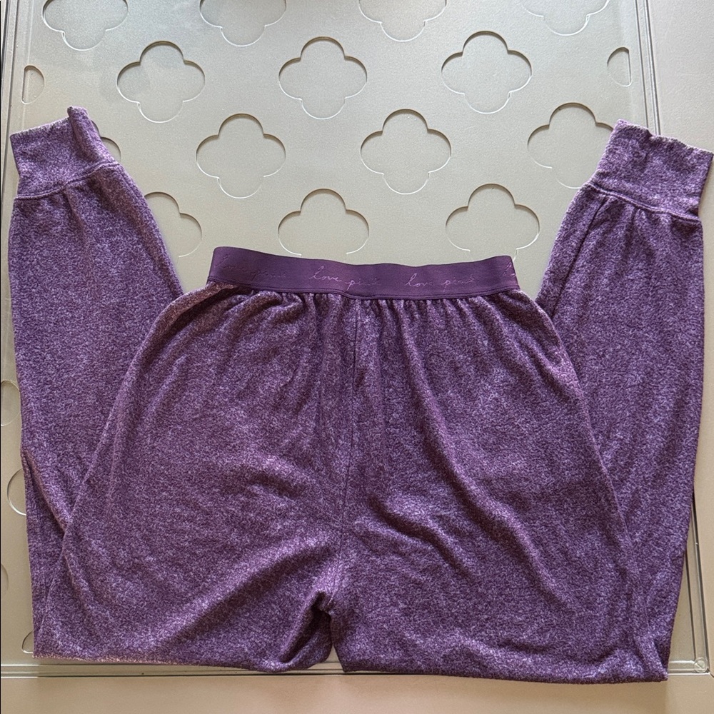 PINK Victorias Secret Cozy Jogger Sleep Pants w/ Pockets Heathered Purple Small - Picture 3 of 16